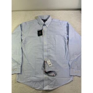 Brooks Brothers Fleece Mens Blue White Striped Supima Cotton Non-Iron Shirt 18